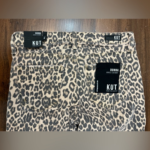 Kut From The Kloth Donna Ankle Skinny Leopard Size 0 Raw Hem Preppy Cropped NWT - Picture 6 of 13
